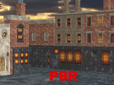 London Victorian Era Street Environment For Blender 3D Model Low-poly 3D model