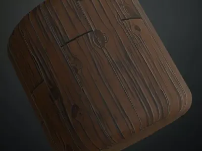 Stylized Dark Hand-Painted Wood Planks PBR Texture