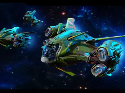 SF Corsair Starship  Low-poly 3D model