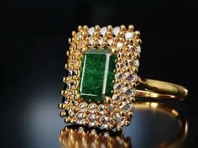 Mughal Emerald Ring 3D model