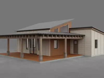 House with interior walls M2 Low-poly 3D model