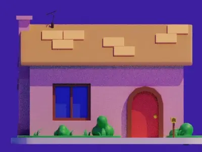 Cartoon house Low-poly 3D model 25