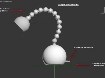 Lamp A with cords and plugs 3D model