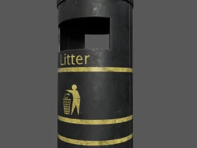 Derby Round Litter Bin Low-poly 3D model