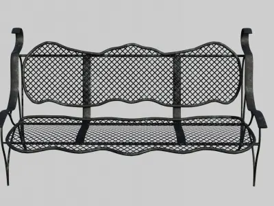 Street furniture set Low-poly 3D model