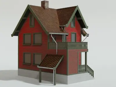 Scandinavian house Low-poly 3D model