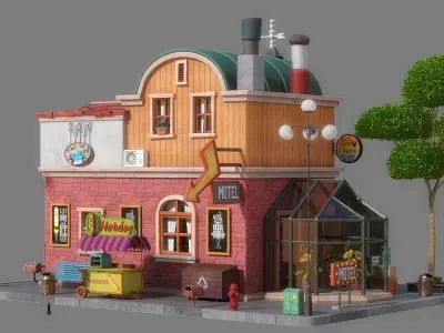 Cartoon House 05 3D model purchase