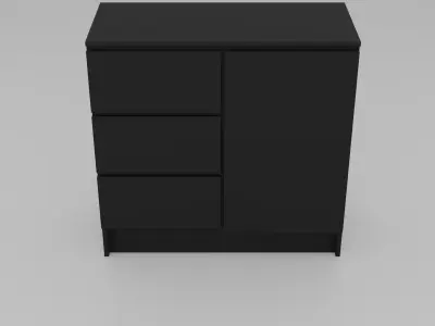 Dresser 2 - Variant 1 of 17 - Black Matte Low-poly 3D model