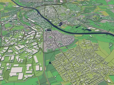 Ulm Germany 30x30km City Map 3D model