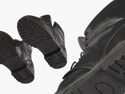  Leather Combat Vintage Boots Black Used 