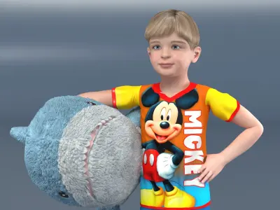  Boy with Big Soft Toy Shark from IKEA Fur 