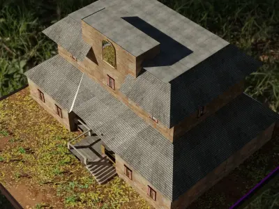 wooden house Low-poly 3D model