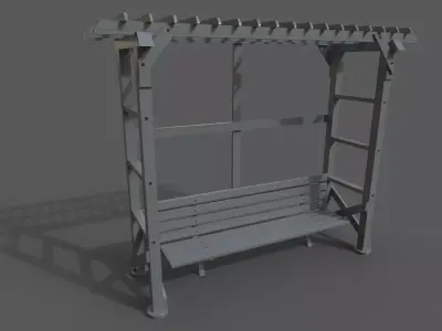 bench patio set low poly 3D model