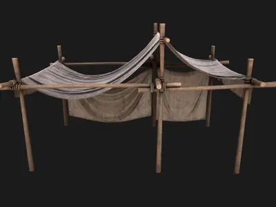 Medieval trade fair tent Stall Low-poly 3D model