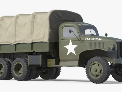  GMC CCKW 353 Military Cargo Truck Covered Green Simplified 