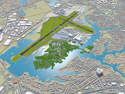 Norfolk International Airport 10km Low-poly 3D model