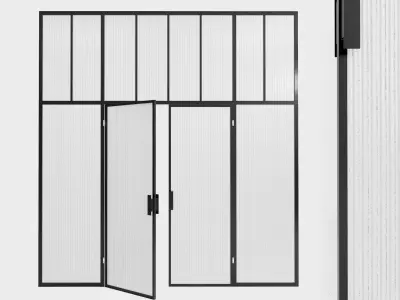 Glass partition door 87 Low-poly 3D model