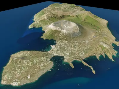 Vulcano Island full 3d model terrain Low-poly 3D model