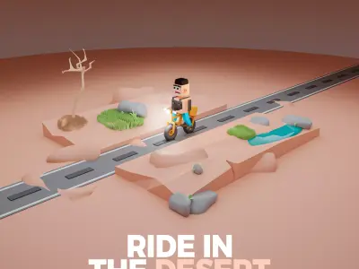 3D LOW POLY RIDE IN THE DESERT 3D model