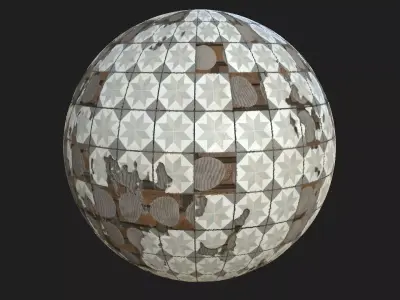 Broken Tiles on Bricks texture Low-poly 3D model