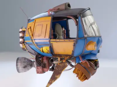 AUTO RICKSHAW Bajaj Tuk-tuk Cyberpunk Taxi 3D model