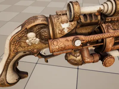 steampunk safari crossbow Low-poly 3D model