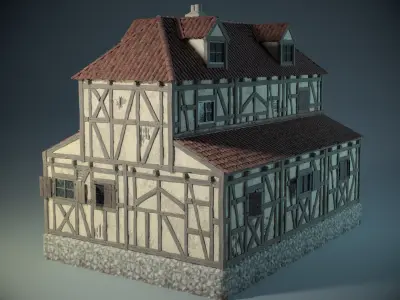 Medieval House 05 Game Ready Low-poly 3D model