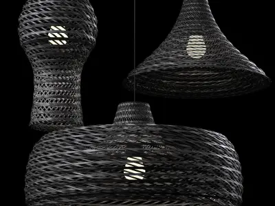 Black Rattan Pendant Light 01 by La Vie 3D model