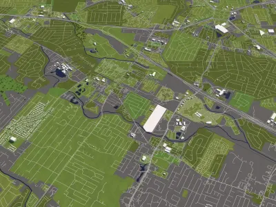 Baton Rouge Louisiana 50x50km 3D City Map 3D model