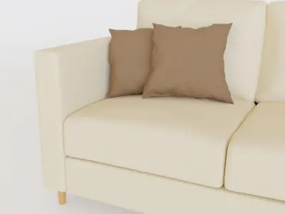 Minimalist White Sofa with Cushions 3D model
