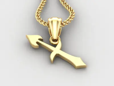 Sagittarius Light Gold Pendant Version 5 3D print model