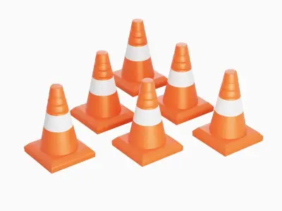 Traffic Cone Low-poly 3D model