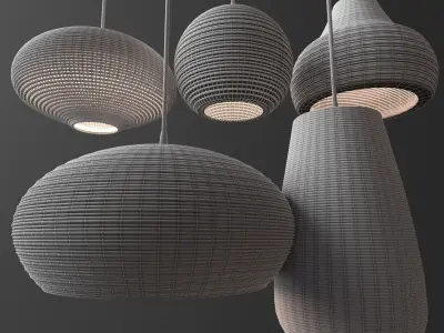 Rattan Lighting Set 3 3D model