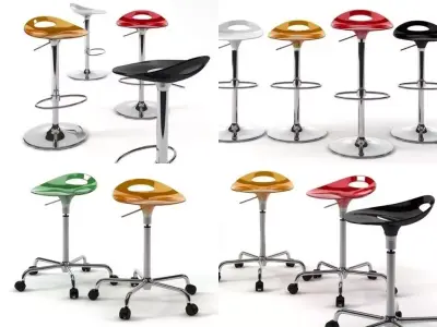 Samba four different bar stools 3D model