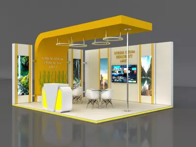 Booth Exhibition Stand Stall 6x5m Height 300 cm 2 Side Open 3D model