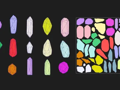 Lowpoly Crystals with 3 PBR materials Low-poly 3D model