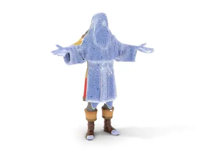 Elderly Wizard Character Model  Rigged and Animated Low-poly 3D model