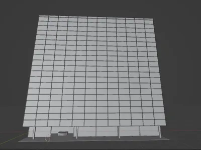 BUILDING office with glass windows Low-poly 3D model