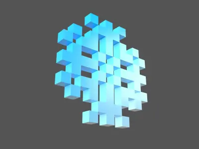 Pixel Snowflake v2 004 Low-poly 3D model