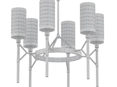 Aspiring chandelier with gold and glass shades 3D model