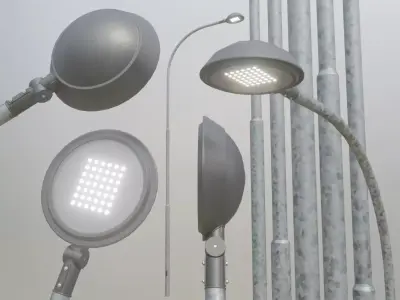 Street Light 4 Galvanized F1 M2 K0 6000mm  Low-poly 3D model