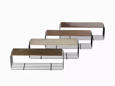 Fence Bench Set Low-poly 3D model