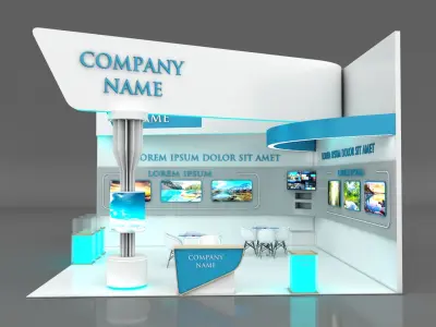 Booth Exhibition Stand Stall 7x7m Height 500 cm 2 Side Open 3D model
