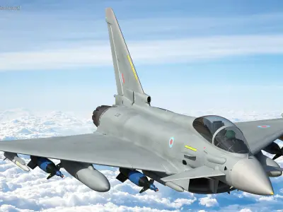  Multirole Fighter Eurofighter Typhoon Rigged for Cinema 4D 