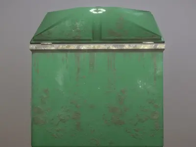 Green Trash Container low poly game ready Low-poly 3D model