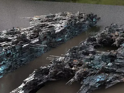 Dark Cyberpunk Slums city block 3 3D model