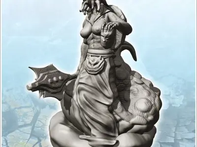 Medusa Gorgon with spear and head in hand 10 - Medieval Fantasy  3D print model