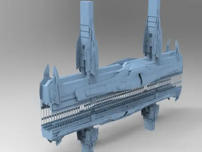 Sci fi Train rail track 3D model