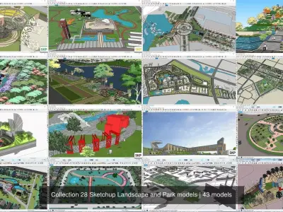 Collection 28 Sketchup Landscape and Park models 3D Model Pack