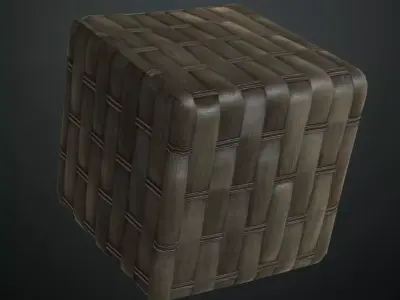 Dark Woven Wicker Wood PBR Seamless Texture